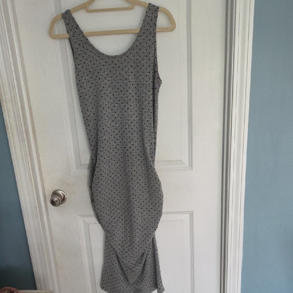 Monrow Gray Sleeveless Polka Dot Maxi Dress